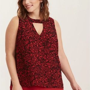 NWT Floral Print Georgette Mock Neck Tank Top